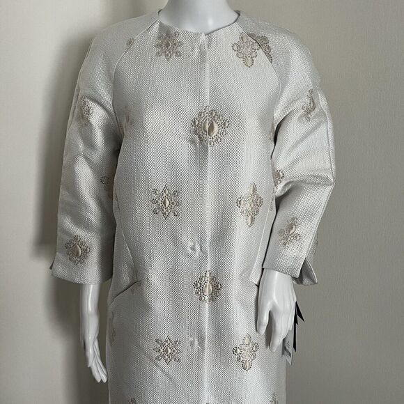 Carlisle Collection Womens Amelia Jacket Size 4 Metallic White Gold Embroidered - Picture 4 of 11